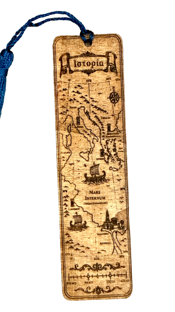 Historia Bookmark — laser engraved wood
